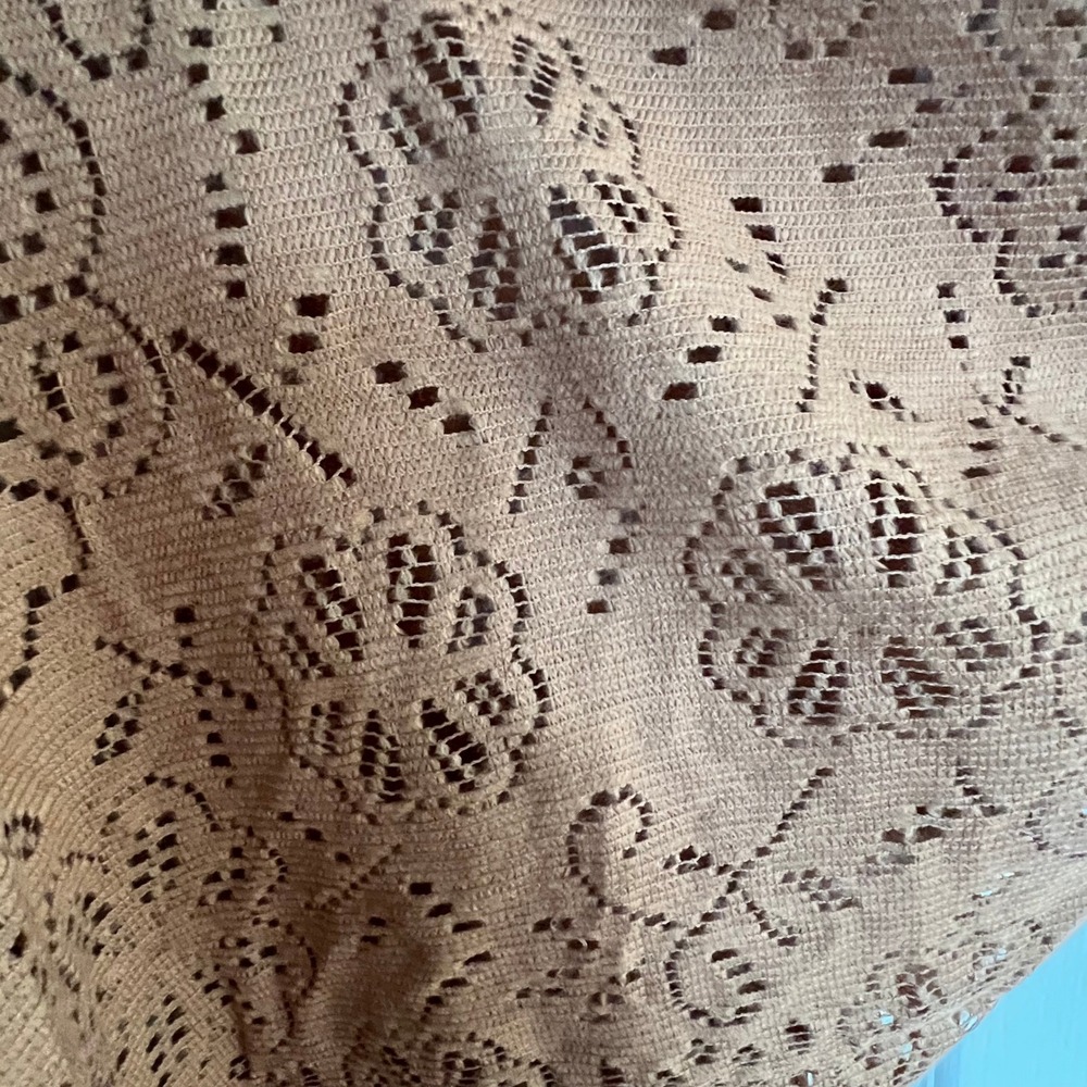 Elegant Tan Light Knit Scarf Shawl Wrap Fringe Boho Festival Accessory - Picture 5 of 9
